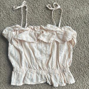 American Eagle Outfitters Cream Ruffled Camisole